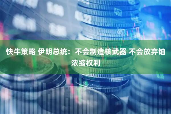 快牛策略 伊朗总统：不会制造核武器 不会放弃铀浓缩权利